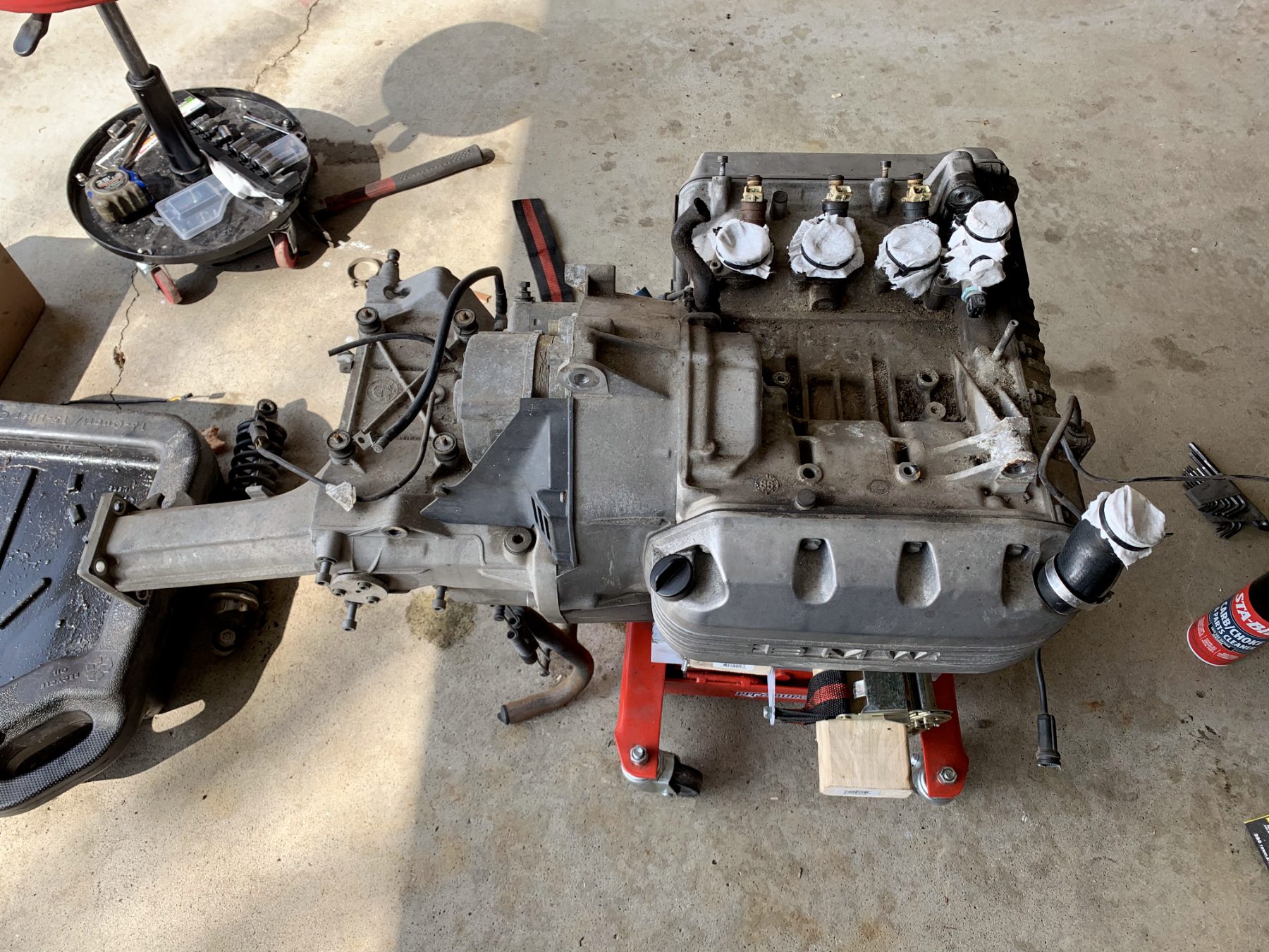 Engine and gearbox out on the floor