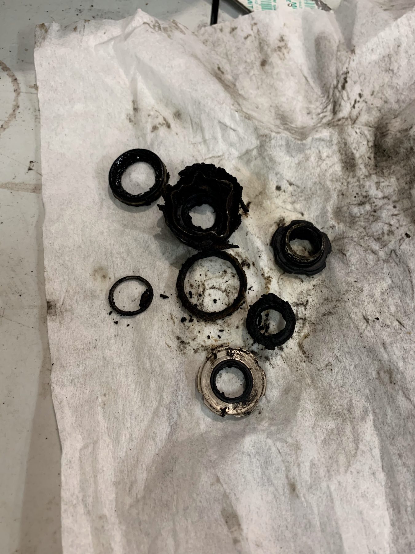 Old seals removed from the engine